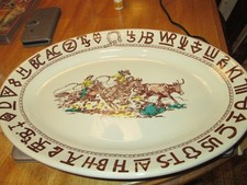 True West Westward Ho Rodeo Pattern Oval Ceramic Serving  Platter, 15 1/2