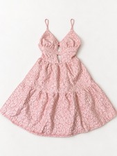 SHEIN Women’s Pink Floral Lace Cutout Cami Mini Dress Size XS New picture