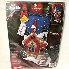 2003 Plaid Bucilla O Holy Night Felt Stocking Kit Craft Christmas Church 84959 picture