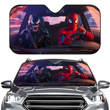 Spider- Man And Venom Funny Superhero Driver Car Windshield Sun Shade picture