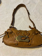 Vintage GUESS Brown Crescent Studded Shoulder Bag Zip Closure Bronze  Y2K picture