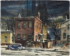 Henry Martin Gasser East Newark New Jersey Winter Street Watercolor picture