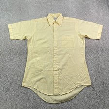 Vintage Arrow Dover Shirt Mens 15.5 Yellow Oxford Button Down Short Sleeve 80s picture
