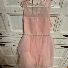 Bonnie Jean Girls Pink Tulle Sleeveless Dress Rhinestone Waist Flower Girl S picture