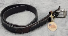 Vintage Bison Belt Mens 36 Ranger Black Brown American Leather Western USA picture