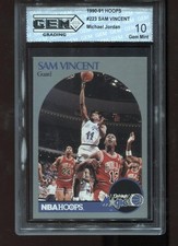 Michael Jordan 1990-91 Hoops #223 Sam Vincent NBA Chicago Bulls GEM MINT 10 picture