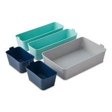 Mainstays Flexible Drawer Storage Organizers, Navy Teal Gray, Set of 5,Case of 6 picture