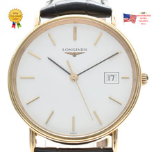 ▶️ Vintage [Exc+5] LONGINES Presence 156 6801 Gold Round Quartz 33mm Men's JAPAN picture
