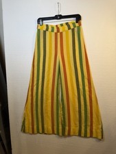 Suzie Kondi Womens Striped Cotton Woven Wide Leg High-Rise Pants M Elastic picture