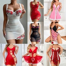 Women's Sexy-Lingerie Babydoll G-string Sleepwear Underwear Lace Dress Nightwear picture