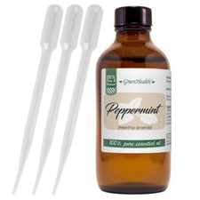Peppermint Essential Oil 4 oz Pure Natural with 3 Free Droppers - GreenHealth picture