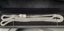 14K Heavy White Gold Franco Chain 28” 43g 4.5 mm Sparkling Pavé Clasp💪🏾🔥 picture