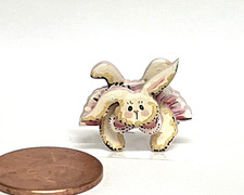 KAREN MARKLAND DOLLHOUSE MINIATURE  3-D HAND PAINTED BUNNY picture