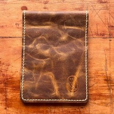 Old Barnwell Golf Yardage Book Cover Genuine Leather Cognac Brown Wax Oil 5x7 picture