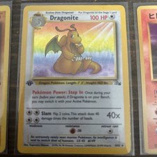 Wizards Pokemon TCG Fossil Dragonite 4/62 Holo Rare English 1999 100 HP picture