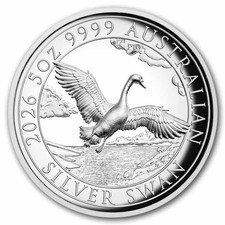 2026 AUS 5 oz Silver 10th Anniversary Swan PF (HR, w/Box & COA) picture