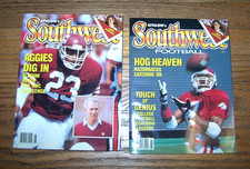 1989 pair of Athlon's Southwest Football magazines, Texas A&M & Arkansas covers picture