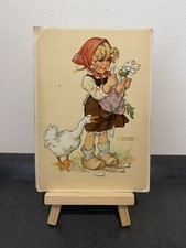Vintage Postcard Lungers Hausen, Girl with Goose, Drawing, No. 1001, 1940 picture