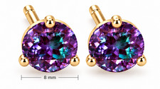 Petite 4.0 ct Yellow Gold Plated Round Lab-Created Alexandrite 4 Prong Studs picture
