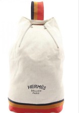 HERMES Cavalier Shoulder Bag Ivory Multi Canvas Silver Hardware picture