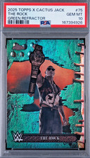 The Rock (2025) Topps Chrome WWE X Cactus Jack #75 S#65/99 Green Refractor picture