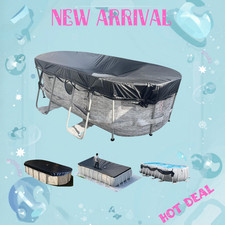 10x16FT Oval Pool Cover UV Weather Resistant Above Ground Pool Cover Black picture