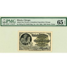 1893-Chicago Columbian Exposition “Handel” Music Ticket – PMG 65 EPQ Gem Unc picture