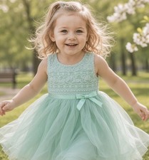$67 Bloomingdale’s Minty Green Flare Dress 4T picture