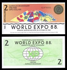 AUSTRALIA 2 Dollars, 1988, World Expo Commemorative, UNC World Currency picture