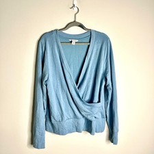 Athleta Recharge Faux Wrap Long Sleeve Sweatshirt Fleece Lined Athleisure Sz XL picture