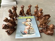 VTG Hong Kong Hummel Resin Figurines Faux Wood Lot Of 10 & Magazine picture