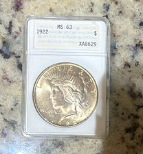1922 Peace Silver Dollar $1 - ANACS MS63 - Vintage Soapbox - Gold QA Genie Lamp picture