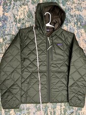 Women's Patagonia Diamond Quilted Bomber Hoodie Jacket - Dark Green picture