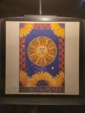 12x12 90s Vintage Sun n Sunflowers Framed Art Print RARE picture