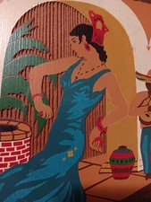 Rare Vintage California Redwood Wall plaque  handcarved handpainted 1937 1940s  picture