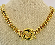 Vintage Allison Reed Dolphins Pendant Brooch Necklace Gold Plated 20