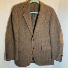 Vintage 1960s Neiman Marcus One Up Tweed Sport Coat Herringbone Blazer 38 picture