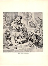 Reinike Fox Before King Lion Goethe's W Von Kaulbach 1902 Book Plate Print TL18 picture