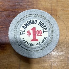 Vintage Flamingo Hotel $1 Gray Casino Chip Las Vegas, Nevada Casino Collectible picture