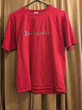 Vintage Y2K Red Champion Tshirt Unisex Size Large Made In USA •Cross Listed• picture