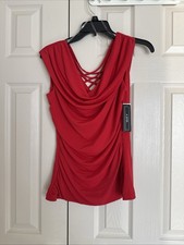 A BYER Red Sleeveless Cowl Neck Blouse Tank Top Size M/NWT $44.00 picture