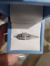1.06 CT Princess Diamond Ring + 1 CT Band, Sz 7, White Gold picture