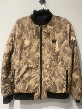 Roark Primaloft Reversible Bomber Black Brown Camo Jacket Size Large picture