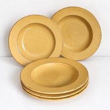 Pier 1 Toscana Italian Hand Painted Earthenware Gold Pasta Soup Bowls Set of 5 picture