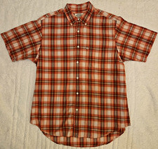 Ralph Lauren Jeans Company L Brown Plaid Woven Cotton Short Sleeve Button-Down picture