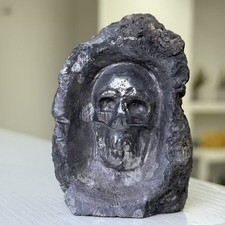1.27LB Hand Carved Raw Hematite Carved Skull Crystal Mineral Specimen Healing picture