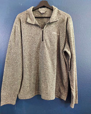 Eddie Bauer Men's Gray Fleece 1/4 Zip Mock Neck Logo Sweatshirt, Size L picture