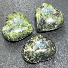 Green Nephrite Jade Puffy Heart Crystal Carving Wholesale Gemstone Decor Supply picture