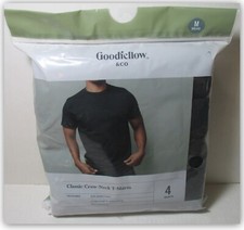 Classic T-shirts 100% Cotton Goodfellow BLACK CREW-NECK 4 ct MEDIUM Soft Stretch picture