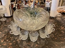 LE Smith VTG c.1950's Pinwheels&Stars Punchbowl Set - 12 Cups/Punchbowl/Ladle picture